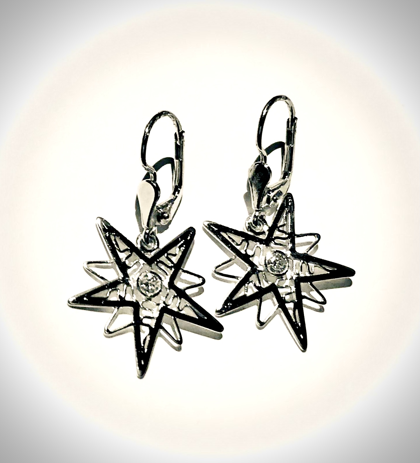 diamond earrings,14-karat gold,natural star-shaped diamond,original jewellery to order. 