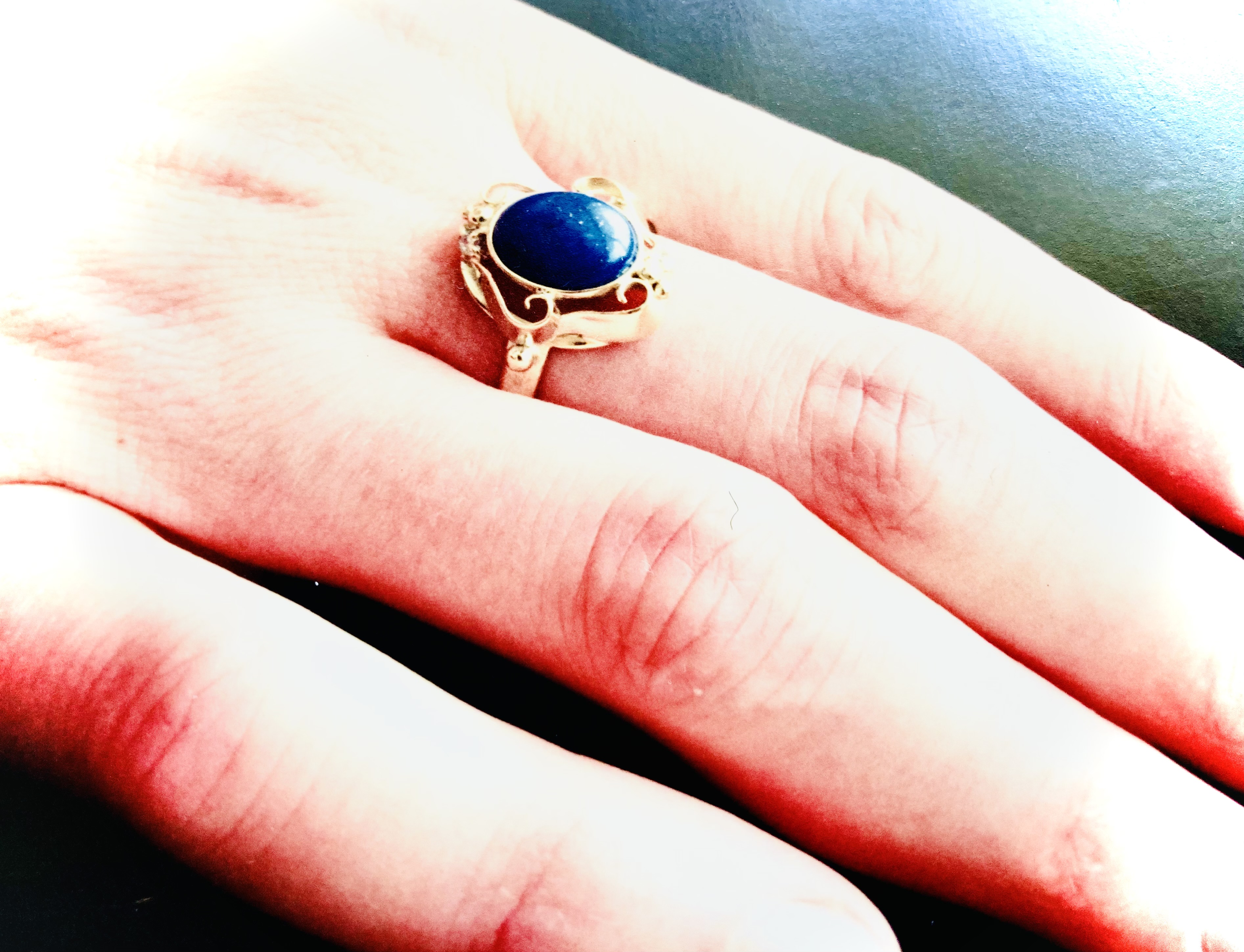 Barokový prsteň,Lapis lazuli,ručná výroba na mieru.